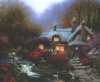 Evening at Swanbrook Cottage, Thomashire by Thomas Kinkade